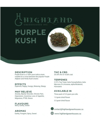 Highland Greenhouses - Purple Kush 3.5g